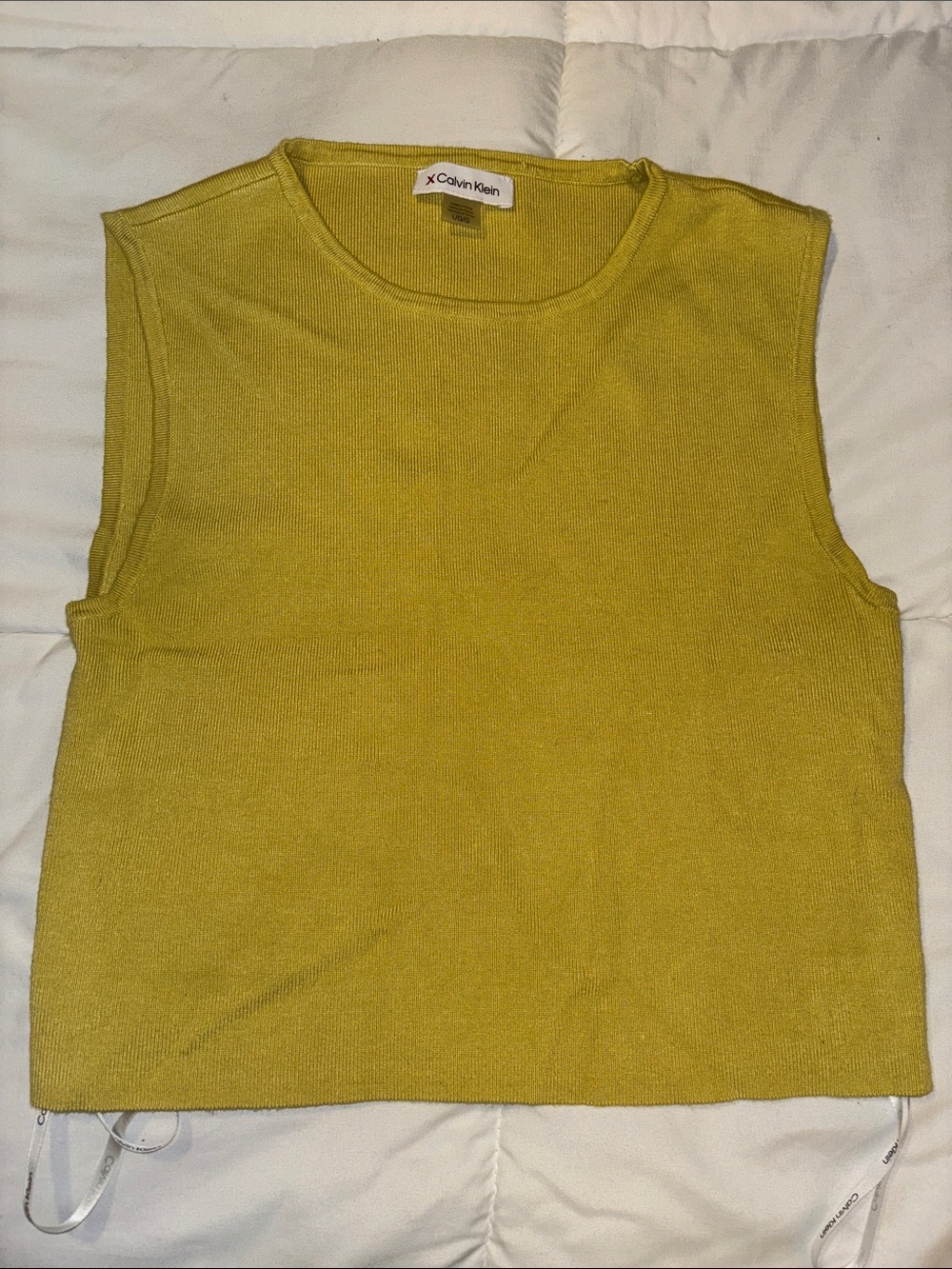 Calvin Klein Sleeveless Knit Tank Top - Yellow Green